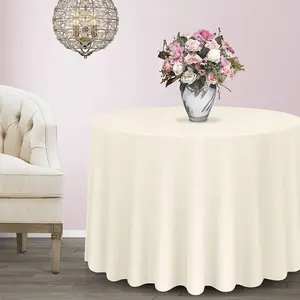 Stain Resistant Polyester Waterproof 132 Inch Hotel Party Round Tablecloth Wedding Decor