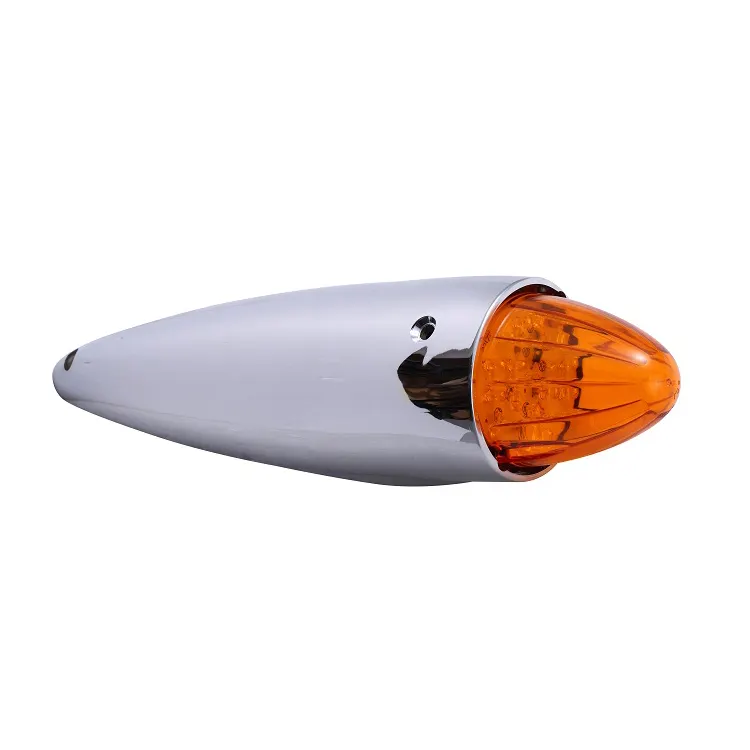 Amber Dual Led Mini Bullet Marker Torpedo Shaped Cab Tail Lights With Housing