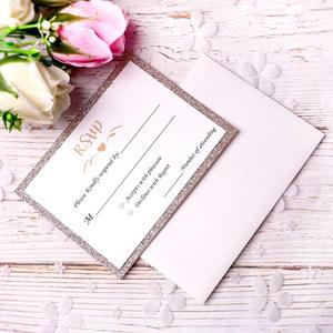 25 pièces Lot Or Paillettes Cartes Avec Imprimé + Gratuit Enveloppes Papier Cartonné Paillettes <span class=keywords><strong>D</strong></span>'<span class=keywords><strong>invitation</strong></span> De Mariage - Product Image 6