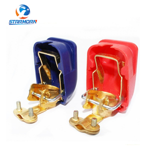 Abrazaderas de Terminal de Batería de Latón de Desconexión/Ruptura Rápida, con Cubierta Roja (+) y Azul (-) para Batería de Poste Superior (1 Par) - Product Image 3