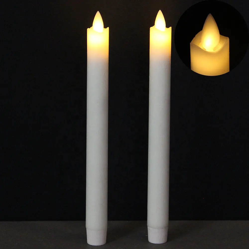 Casamento por atacado conjunto de 2 branco movendo chama cintilação cera real luxo elétrico bateria operado flameless levou velas do atarraxamento