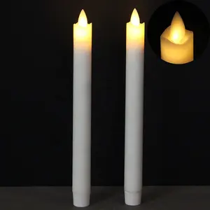 Holesale-velas LED cónicas sin llama, Juego de 2 velas blancas parpadeantes de cera real con batería eléctrica de lujo