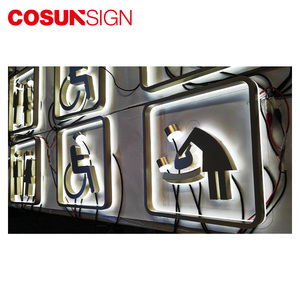 Placa con número de nombre para puerta de baño de lavado grabado con diseño de iluminación LED, señalización - Product Image 6