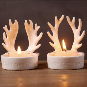 Exquis <span class=keywords><strong>rennes</strong></span> corne forme de noël décoration en céramique <span class=keywords><strong>bougie</strong></span> bâton titulaire - Product Image 1