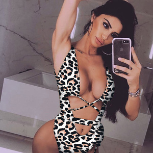 Nuovo Costume da bagno Costume intero Bikini leopardo cavo cravatta <span class=keywords><strong>bagnanti</strong></span> - Product Image 5