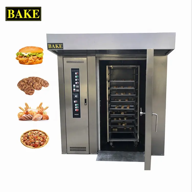 Factory Supply Cake Baking Oven Bakery Bread Machine 16/32/64 Trays Rotary Rack Oven With Trolley