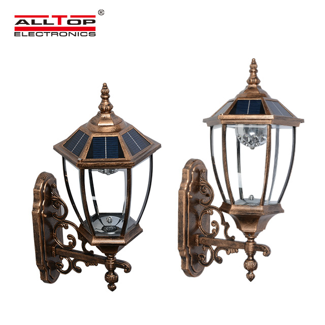 ALLTOP, классический стиль, алюминиевый стеклянный наружный Ip65 3 Вт, солнечный светодио дный настенный светильник