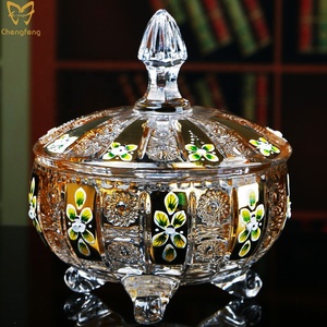 Cristal sin plomo tazón con oro pintado diseño/hogar cristalería - Product Image 1