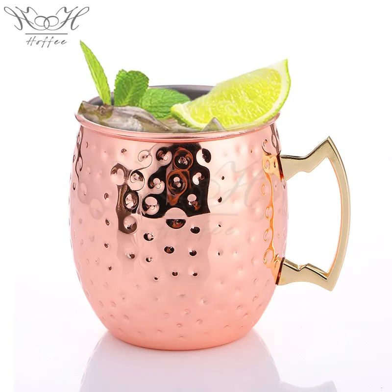 High Quality Copper Moscow Mule Mugs Stainless Steel Cocktail Mug Beer Drinking Cups 550ml