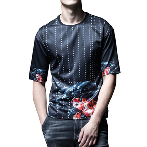 2019 nuevo diseño de cuello redondo en blanco de vuelta suerte <span class=keywords><strong>Koi</strong></span> peces impresos sublimación Camiseta para los hombres - Product Image 5