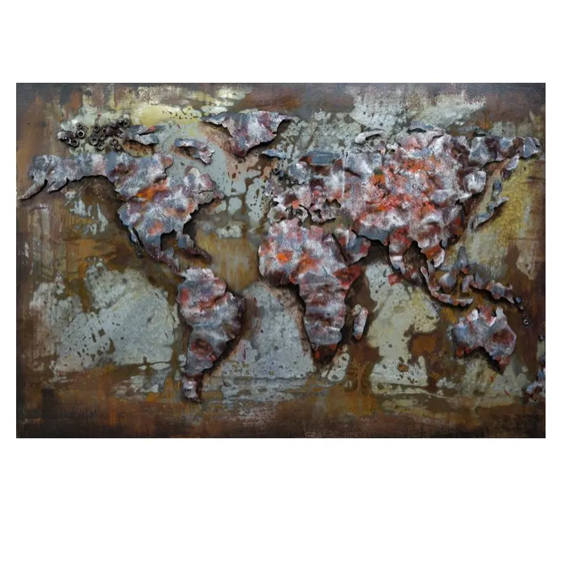 Unique Handmade Metal the world map wall art 3D Metal Painting