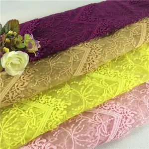 India multi color tulle lace fabric swiss voile lace grape pattern guipure lace fabric