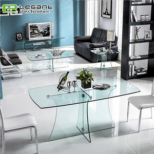 12 MM <span class=keywords><strong>Vert</strong></span> Flexion <span class=keywords><strong>Table</strong></span> de Dîner En Verre Trempé Avec Pieds En Alliage D'aluminium - Product Image 5