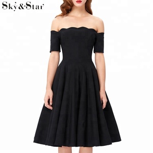 El más reciente elegante negro señoras del hombro una línea vestido - Product Image 1