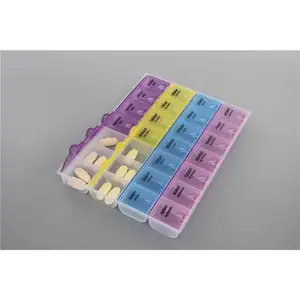 Waterproof Big 28 Compartment 1 Week Pill Storage Box Rectangle Shape Pill Box