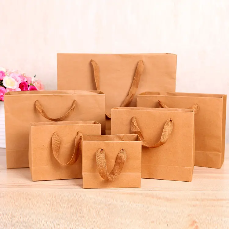 Оптовая продажа, квадратная Нижняя сумка, пакет из крафт-бумаги, несколько спецификаций, коричневая упаковочная сумка из крафт-бумаги