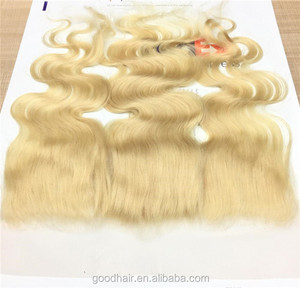 Cutícula alineados <span class=keywords><strong>pelo</strong></span> <span class=keywords><strong>rubio</strong></span> Color frontal del cordón del <span class=keywords><strong>pelo</strong></span> humano para las mujeres blancas encaje frontal de oído - Product Image 3