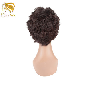 Super Chaud Naturel Brun Cheveux Péruviens Pleine <span class=keywords><strong>Perruque</strong></span> De Lacet, en gros Court 8 Pouces Vierge Cheveux Humains Perruques - Product Image 3