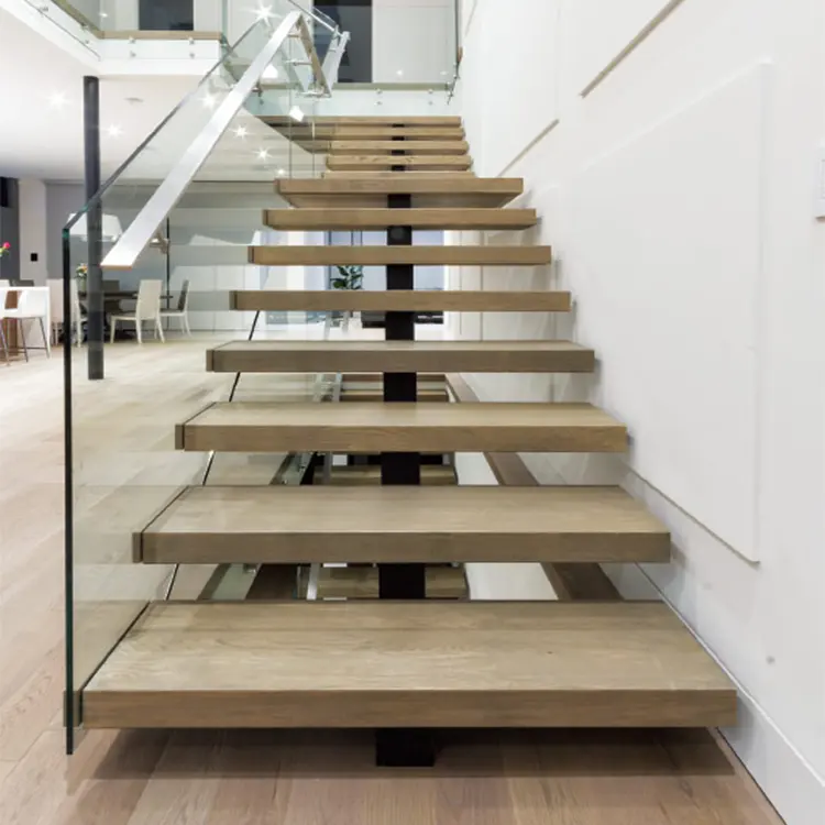 Современный дизайн, моно-лестница с ступеньками из цельной древесины по лучшей цене