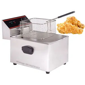 Freidora francesa automática para cocina comercial, freidora eléctrica para freír pollo frito, encimera, 2 tanques