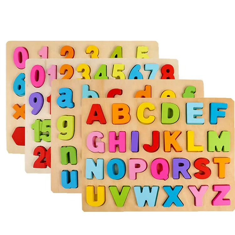 Early Learning Abc Educational Montessori Letter Blocks 3D Alphabet Wooden Jigsaw Puzzle
