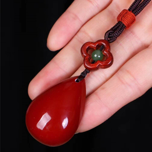 Collana <span class=keywords><strong>con</strong></span> Pendente in <span class=keywords><strong>Corallo</strong></span> Rosso Naturale <span class=keywords><strong>con</strong></span> Corda/Giada/Legno di Sandalo Rosso Lobulare per Donne Collana <span class=keywords><strong>con</strong></span> Fiori Pressati - Product Image 5