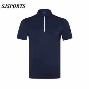 Navy White Polo Shirt Golf Summer T-shirt with Zipper Custom Golf Shirt Men