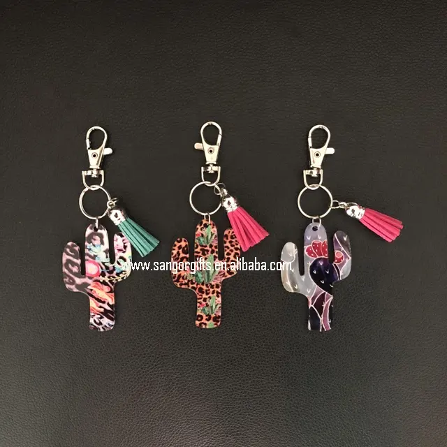 Personalized Free Shipping Acrylic Leopard Cactus Keychains