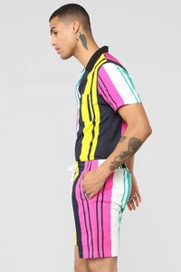 Ensemble short et chemise imprimée pour homme KY – Collection été 2026 – Taille élastique avec cordon de serrage – Coupe ajustée – Idéal plage - Product Image 4