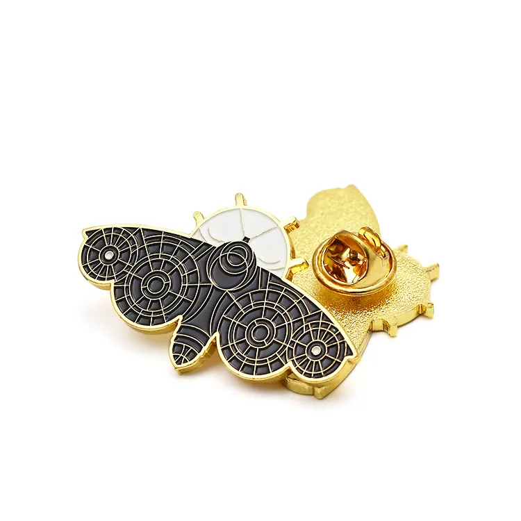 Pin de solapa de mariposa esmaltado personalizado, venta al por mayor