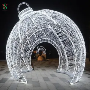新しいホットセールプラスチックラウンド巨大ボールled 3D巨大球クリスマスモチーフラマダン装飾ライト