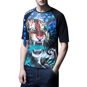 Los hombres <span class=keywords><strong>manga</strong></span> raglán negro con cinta impreso Tigre moda <span class=keywords><strong>rock</strong></span> t camisa - Product Image 5