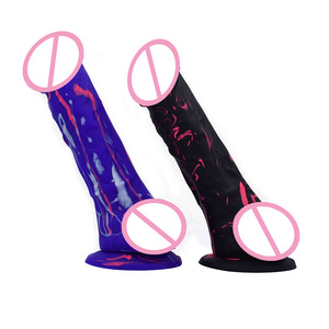 Nuevo estilo colorido líquido médico silicona consolador con succión Real Man Cock Life Like Realistic Penis Girl Jugar Dildo - Product Image 1