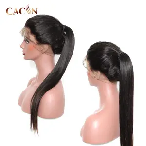 Kualitas Tinggi Rambut Manusia Panjang Jelas Lace Frontal Wig, 14A Kutikula Selaras Wig Rambut Virgin, Tulang Lurus Rambut Manusia Renda Wig