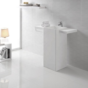 De luxe <span class=keywords><strong>Autoportant</strong></span> Bassin du bassin toilettes stand seul évier, Acrylique surface solide piédestal lavabo - Product Image 2