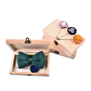 Bán Buôn Đồng Bằng Polyester Knit Bow Tie & Hoa Ve Áo Bộ Quà Tặng