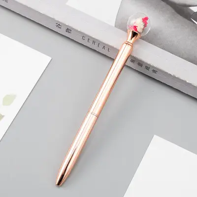 Bolígrafo de Metal con diseño de flores, pluma de Metal