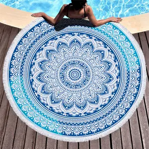 Round Beach Towel Microfiber Print Geometric Pattern