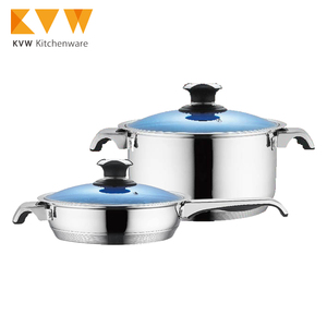Set de Cuisine De haute Qualité Pot avec Bleu Couvercle En Verre En Acier Inoxydable - Product Image 3
