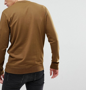 Personnalisé Ras Du Cou En Coton À Fermeture Éclair Sur La Manche <span class=keywords><strong>Pull</strong></span> Marron Sweatshirts Simples - Product Image 3