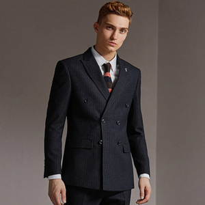 Venta al por mayor 2 piezas conjunto británico Delgado raya doble botonadura boda <span class=keywords><strong>novio</strong></span> vestido de novia hombres trajes - Product Image 5