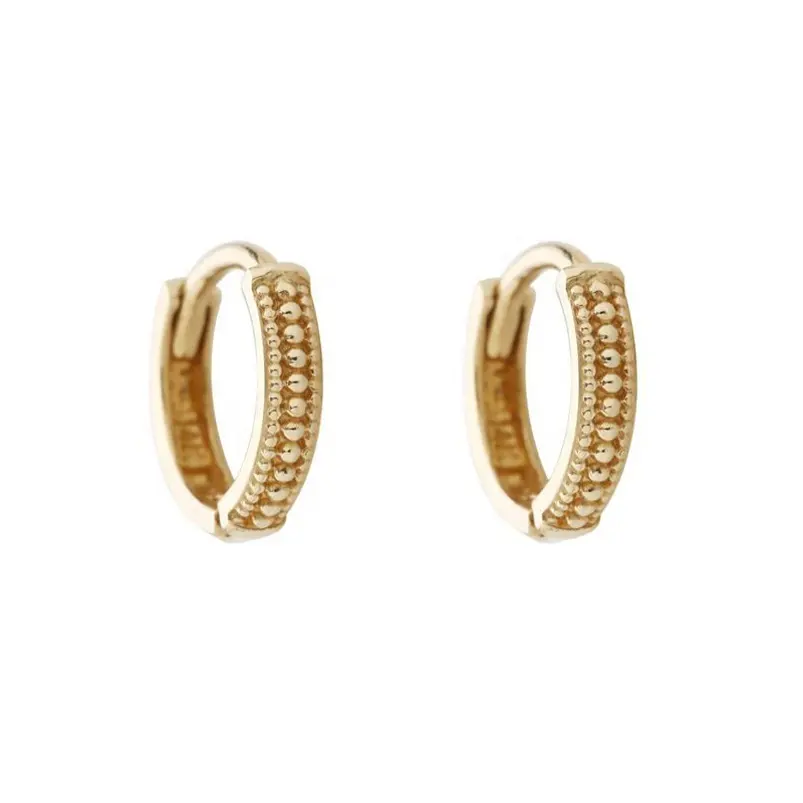 Gemnel best 925 selling silver huggie hinged jewelry18k gold bead hoop earrings