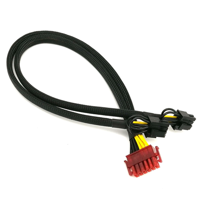 Черный рукавами 12Pin к двойной 6 + 2Pin модульный PSU мощность кабель для Enermax