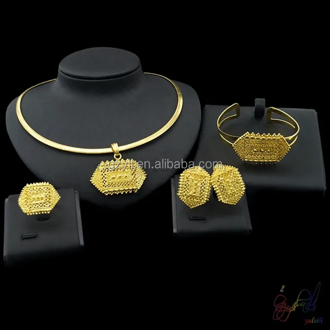 Alibaba ethiopian gold jewelry crystal wedding jewellery designs beautiful indian jewelry set