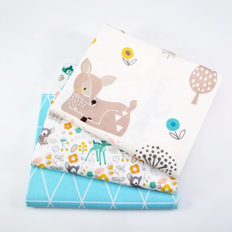 Низкая оптовая продажа, саржевая ткань с рисунком мультяшного оленя для детской одежды