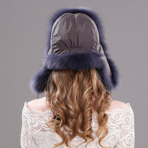 Chapeau d'aviateur d'hiver pour femmes russes, très vendu, avec rabat d'oreille en fourrure de renard, respirant, imperméable, réglable pour le temps froid, bombardier - Product Image 3