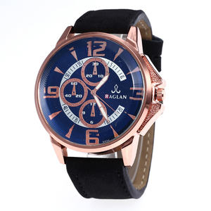 WJ-7950 Yiwu OEM Logo Personnalisé Montres Changement Couleur Bleu Montre Avec Bande de Cuir Noir 2021 Hommes Montres À Quartz - Product Image 1