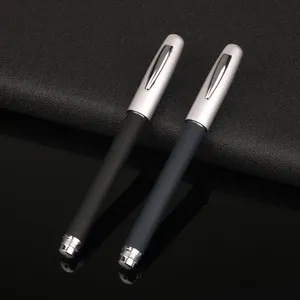 new Pen With Logo Printing Pen Factory Sale gift to important customer luxury elegant ink Matte Blue Black Metal Roller pen