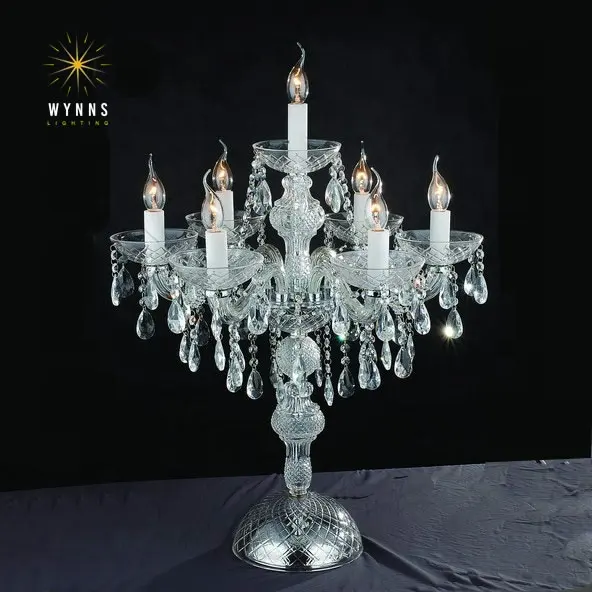 Kristal dekoratif şamdan masa avize aydınlatma büyük masa lambası LED mum şeklinde ampul masa aydınlatma yemek ve düğün için