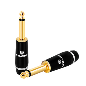 Soudés en laiton HIFI Givré noir Électrolytique 24 k or 6.3mm mono plug - Product Image 1